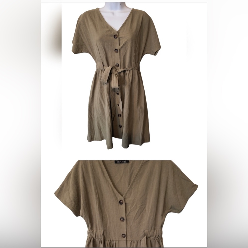 Gorgeous sage and army green tie front swing dress